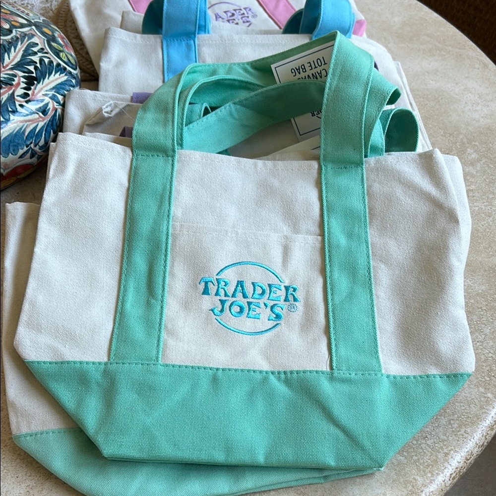 Teal and White Tote Bag